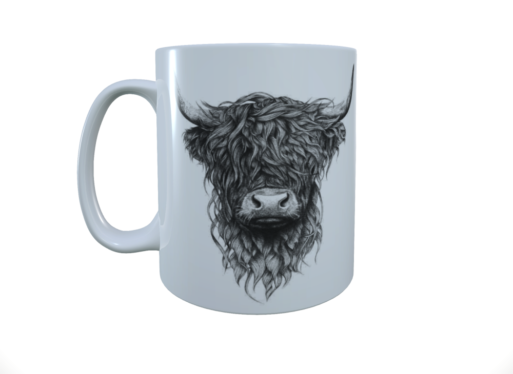 Highland Cow Ceramic Mug, Highland Cow Mug, Highland Cow Latte